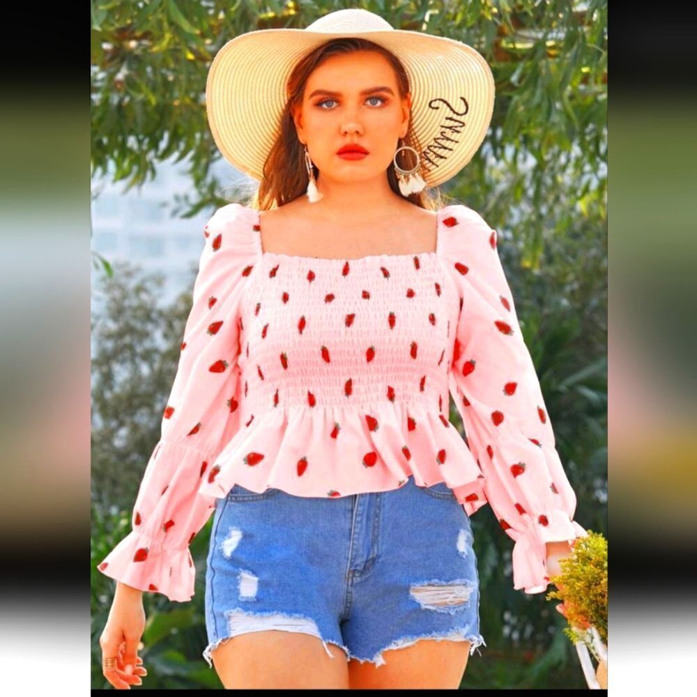 Pink and Red Polka Dot Women's Top 1X